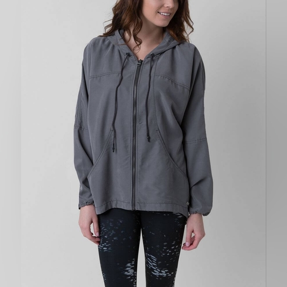 Bench Jackets & Blazers - Bench Circle of Light Charcoal Gray Zip Up Hoodie Jacket Oversize Modal Wmns XS